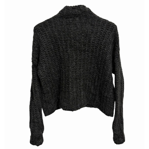 Aerie Mock Neck Grey Sweater Slouchy Pullover Boxy Chunky Knit Minimalist Preppy - Picture 2 of 11